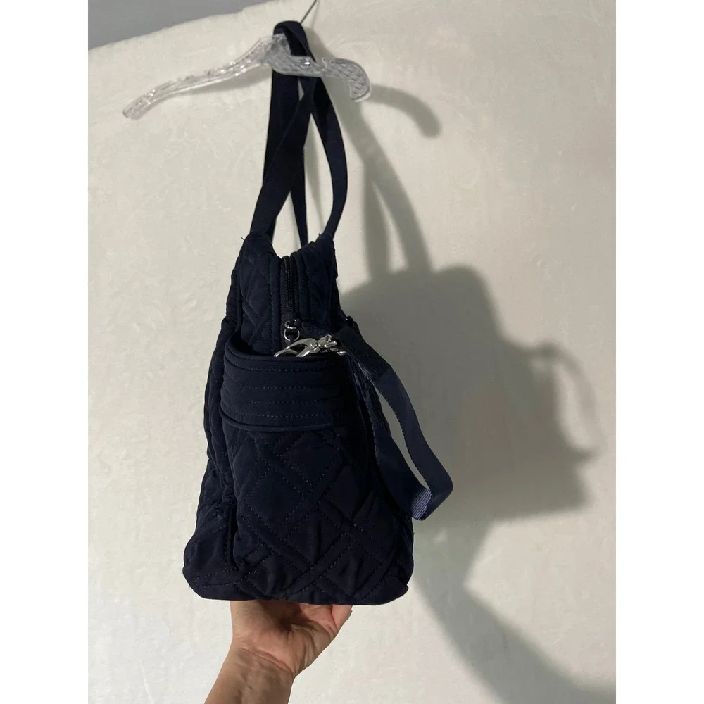 Vera Bradley Stroll Around Baby Bag Navy Blue Quilted Microfiber Diaper Bag EUC